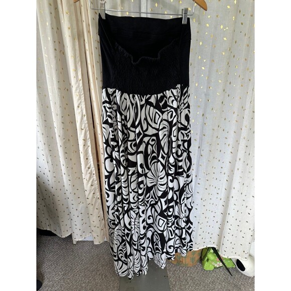 Kalaheo Hawaiian Tropical Stretch Strapless Smocked Back White Midi Dress XL - Picture 3 of 6